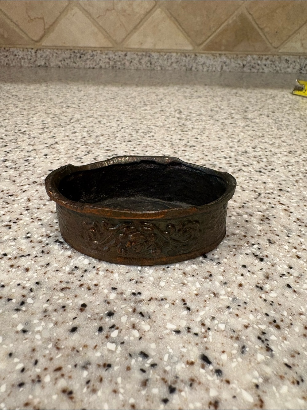 Vintage Decorative Metal Dish - Brown